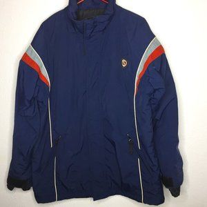 Pirate brand women's size **Small, navy, grey, red snow jacket missing hood.